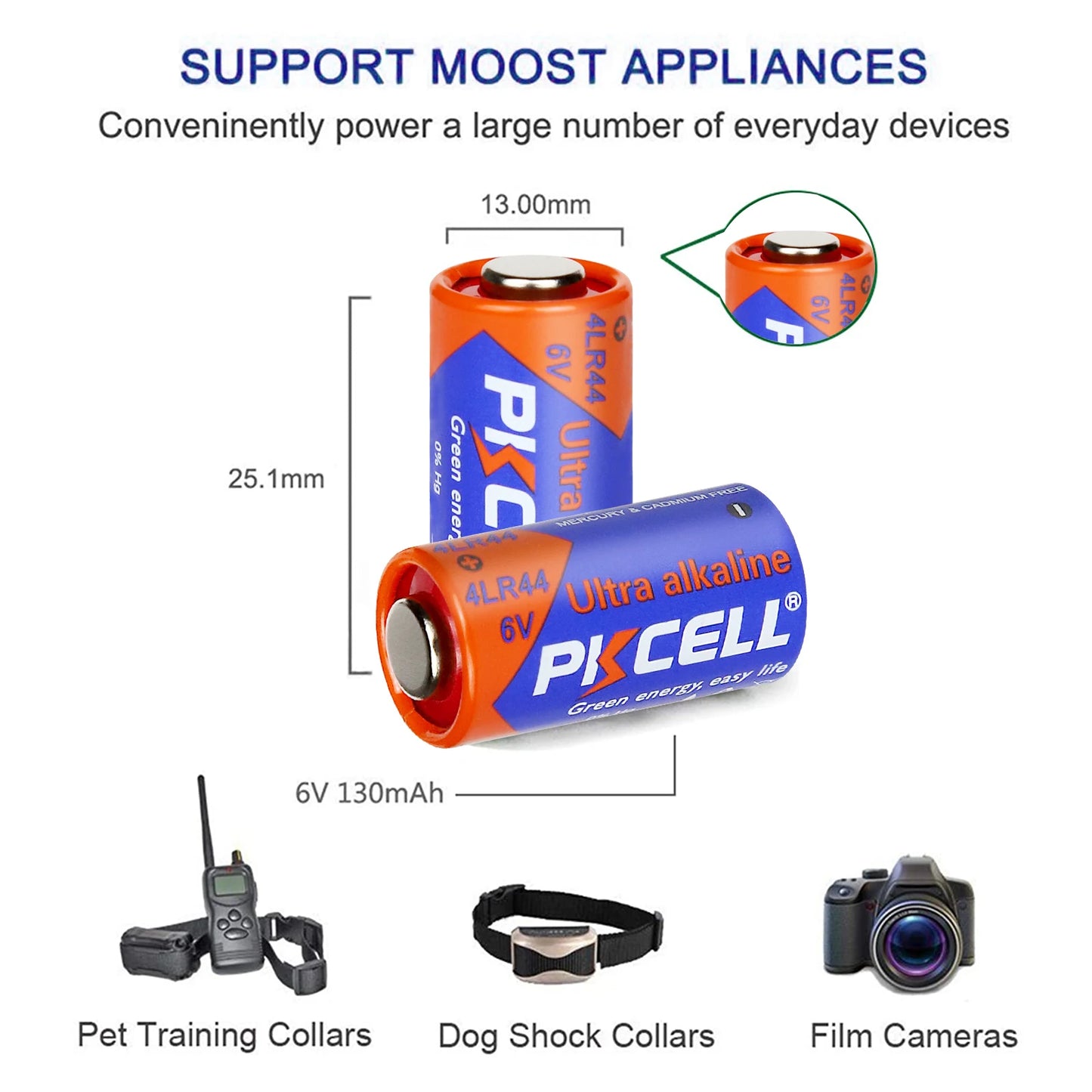 20Pcs PKCELL 4LR44 6V Alkaline Battery for Dog Training Collars and Stop Barker ,Grooming Pen,Film camera car key remote control