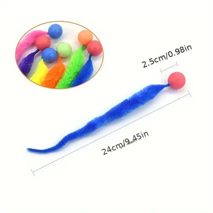 Cat interactive toys Tickle Cat Colorful bouncing ball Pet supplies Puzzle teasing indoor cat worm caterpillar elastic toy