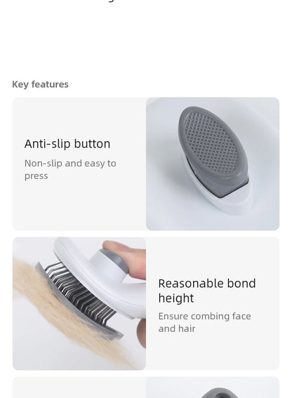 Pet Hair Removal Brush Dog Hair Comb Stainless Steel Automatic Hair Fading Cat Comb Pet Cleaning Grooming Supplies