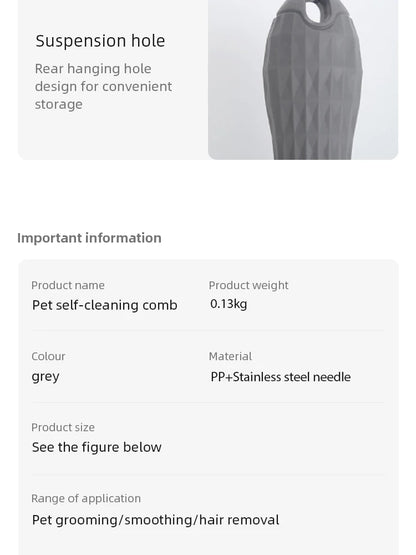 Pet Hair Removal Brush Dog Hair Comb Stainless Steel Automatic Hair Fading Cat Comb Pet Cleaning Grooming Supplies