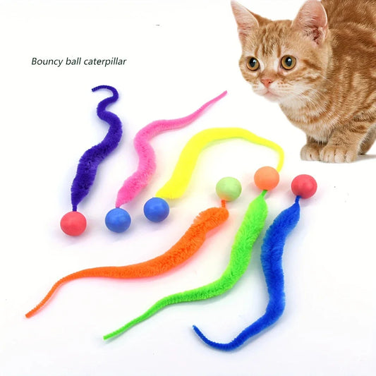 Cat interactive toys Tickle Cat Colorful bouncing ball Pet supplies Puzzle teasing indoor cat worm caterpillar elastic toy