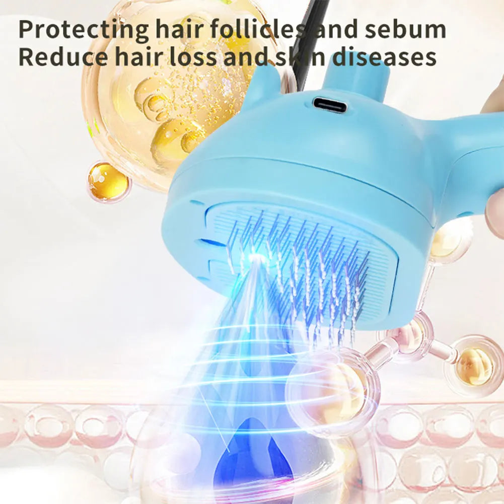 Cat Hair Brush with Release Button Massage Grooming Brush Rechargeable Spray Cat Brush for Long and Short Hair Dogs and Cats